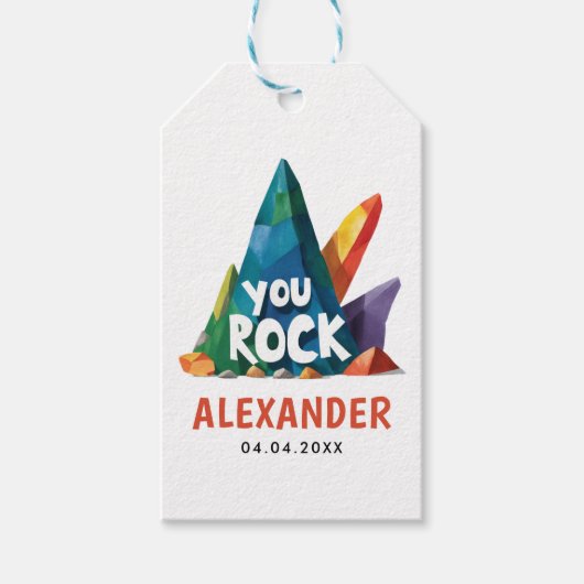 Fun You Rock Kleurrijke Mountain Climber Camp verf Cadeaulabel (Voorkant)