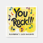 Fun You Rock Yellow Waterverf Muzieknoten Paint Servet (Voorkant)