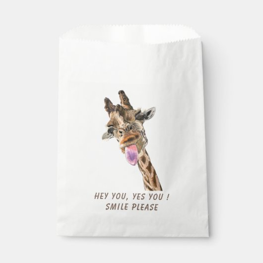 Fun Zak Giraffe Smile Favor Tas - Aangepaste Tekst Bedankzakje (Voorkant)