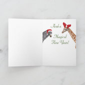 Fun Zebra en Giraffe Wild Geweldige Kerstmis Feestdagen Kaart (Binnen)