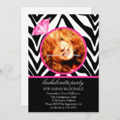 Fun Zebra Print & Diamond Photo Bachelorette Party Kaart (Voorkant / Achterkant)