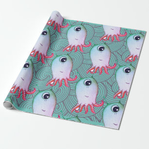 FUN ZEE MONSTER JAPANESE WAVES Wrapping Paper Cadeaupapier