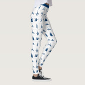 Fun Zen Yoga Poses Blauw Wit Meditatie Leggings (Rechts)