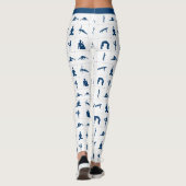 Fun Zen Yoga Poses Blauw Wit Meditatie Leggings (Achterkant)