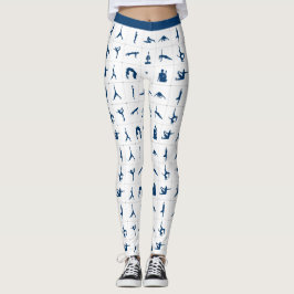 Fun Zen Yoga Poses Blauw Wit Meditatie Leggings