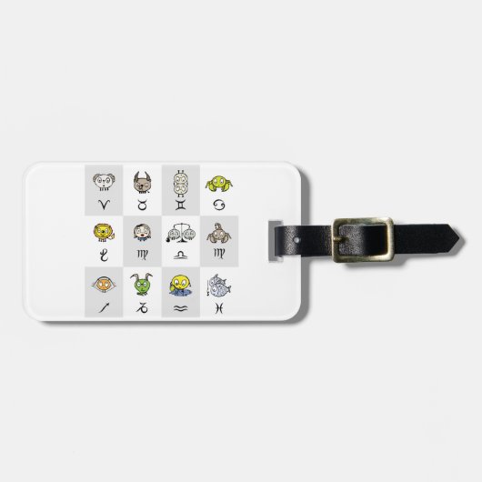 Fun Zodiac Astrological Characters Bagagelabel (Voorkant horizontaal)