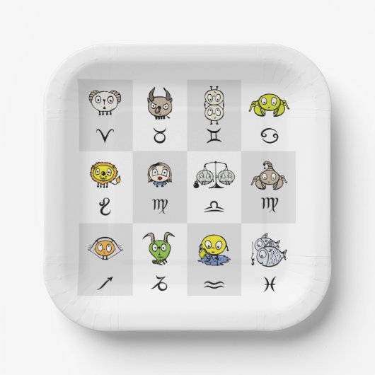 Fun Zodiac Astrological Characters Papieren Bordje (Voorkant)
