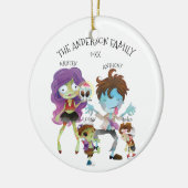 Fun Zombie Familie van 4 kerstversiering Keramisch Ornament (Links)