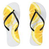 FUN ZOMER ZONNIG GEEL TROPISCHE CITROEN FRUIT SCHI TEENSLIPPERS (Voetbed)