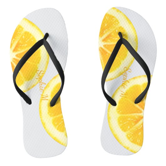 FUN ZOMER ZONNIG GEEL TROPISCHE CITROEN FRUIT SCHI TEENSLIPPERS (Voetbed)