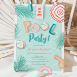 Fun zomerpool waterverf script Sweet 16 Kaart<br><div class="desc">Pool party, iemand? 🌊 duik in de zomer met onze 16 zoete uitnodigingen met een ontwerp van de waterverf en speelse poolelementen als illustratie. Maak een splash met uw gasten en creëer herinneringen die een leven lang zullen duren! ☀️ met 💦 poolelementen waterverf illustratie, leuk ballon en poolscript gemaakt van...</div>