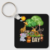 Fun Zoo Day Cute Animals School Field Trip Safari Sleutelhanger (Voorkant)