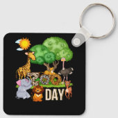 Fun Zoo Day Cute Animals School Field Trip Safari Sleutelhanger (Achterkant)