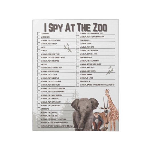 Fun Zoo Explorer Scavenger Hunt Notitieblok (Linkerzijde)