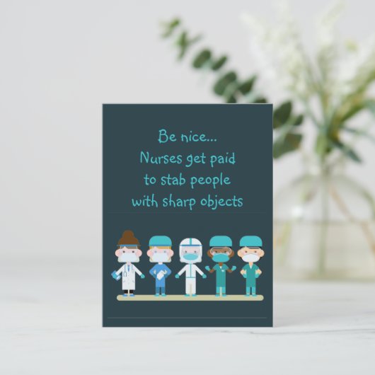Fun Zurse Doctor Stab People Sharp Objects Quote Briefkaart (Staand voorkant)