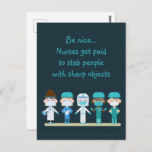 Fun Zurse Doctor Stab People Sharp Objects Quote Briefkaart (Voorkant / Achterkant)
