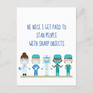 Fun Zurse Doctor Stab People Sharp Objects Quote Briefkaart