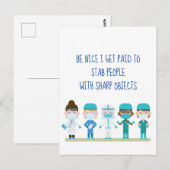 Fun Zurse Doctor Stab People Sharp Objects Quote Briefkaart (Voorkant / Achterkant)