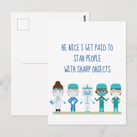 Fun Zurse Doctor Stab People Sharp Objects Quote Briefkaart (Voorkant / Achterkant)