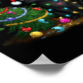 Fun zwart katje duwt kerstboom tanktop poster (Hoek)