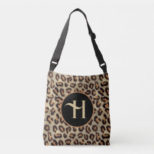 FUN ZWART & SINAASAPPEL FAUX LUIPAARD BONT PRINT CROSSBODY TAS