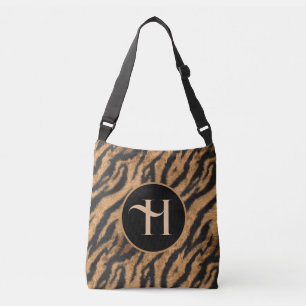 FUN ZWART & SINAASAPPEL FAUX TIJGER BONT PRINT CROSSBODY TAS