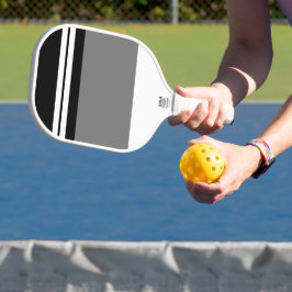 Fun Zwart Wit Racing Stripes Grijs Kleurenblok Pickleball Paddle