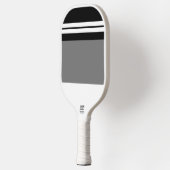 Fun Zwart Wit Racing Stripes Grijs Kleurenblok Pickleball Paddle (Links)