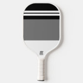 Fun Zwart Wit Racing Stripes Grijs Kleurenblok Pickleball Paddle (Achterkant)