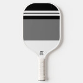 Fun Zwart Wit Racing Stripes Grijs Kleurenblok Pickleball Paddle (Voorkant)