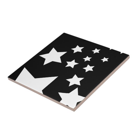 Fun zwart-wit Star-ontwerp Tegeltje (Zijkant)