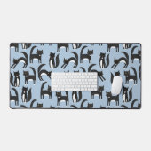 Fun Zwart-wit Tuxedo Cat Patroon Blauw Bureaumat (Keyboard & Muis)