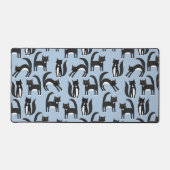 Fun Zwart-wit Tuxedo Cat Patroon Blauw Bureaumat (Voorkant)