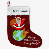 Fun zwarte kerstman op aarde, kleine kerstsok (Voorkant)