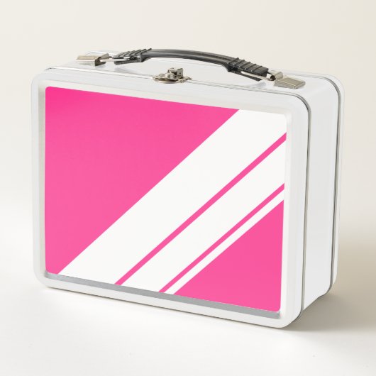 FunAthletic Bright Pink Wide White Racing Stripes (Voorkant)