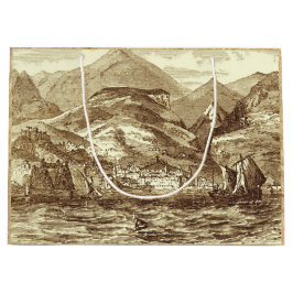 Funchal Madeira Harbour Sepia-Getijzeld panoramisc Groot Cadeauzakje