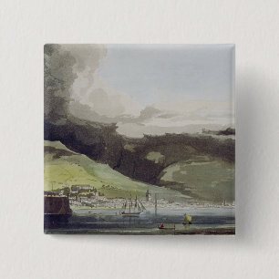 Funchall, bord 1 van 'A Voyage to Cochinchina' b Vierkante Button 5,1 Cm