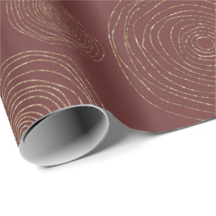 Funcky Spirale Golden Circles Bourgondië Maroon Cadeaupapier