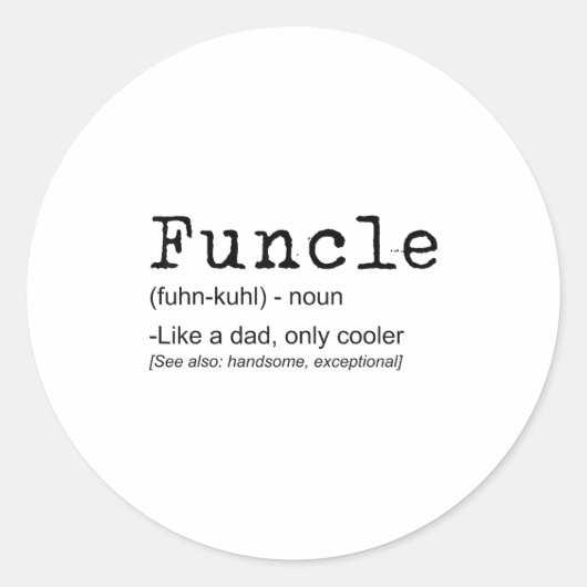 Funcle Definition Funny Joke Gift voor Uncle_1 Ronde Sticker (Voorkant)