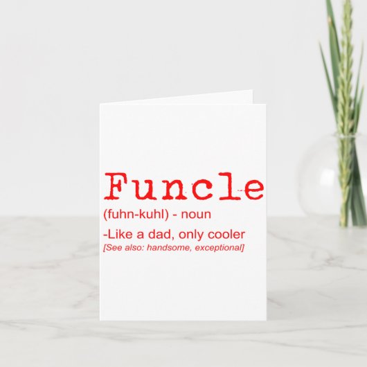 Funcle Definition Funny Joke Gift voor Uncle_2 Kaart (Voorkant)