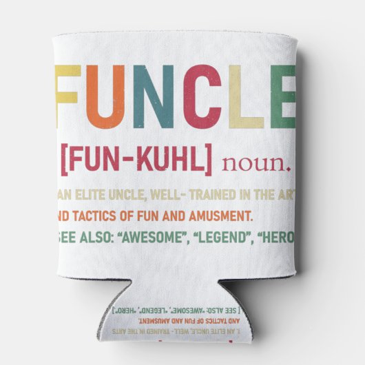 Funcle Funny Uncle Definition, Awesome Legend Hero Blikjeskoeler (Achterkant)
