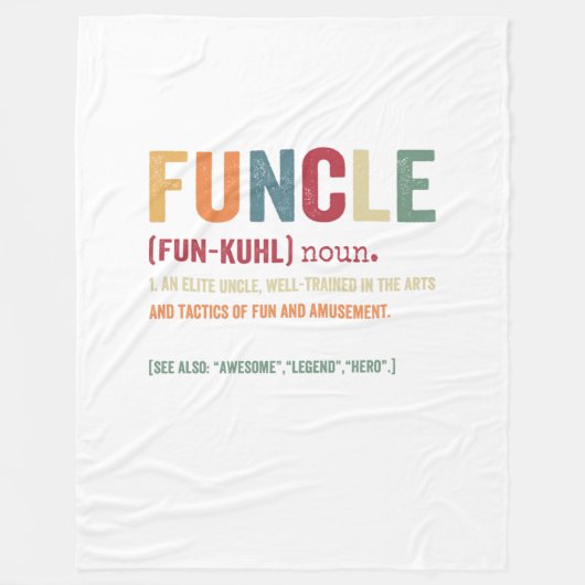 Funcle Funny Uncle Definition, Awesome Legend Hero Fleece Deken (Voorkant)