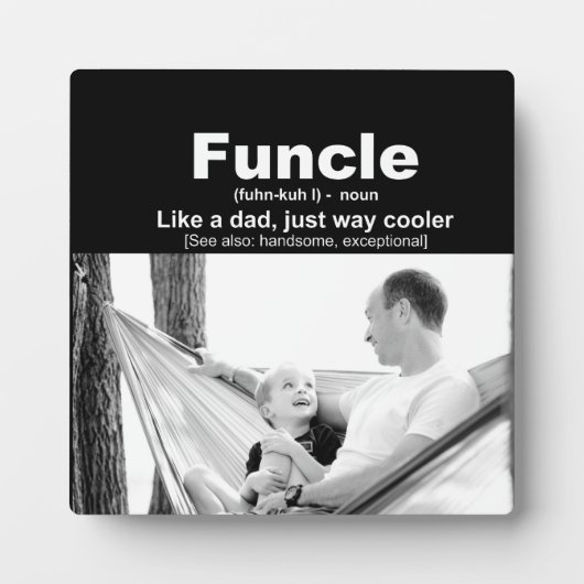 Funcle Uncle Definitie gepersonaliseerde foto Fotoplaat (Voorkant)