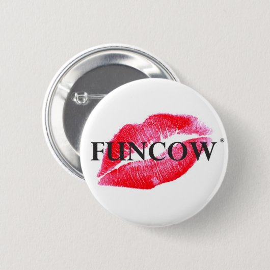FUNCOW ROZE KISS RONDE BUTTON 5,7 CM (Voorkant /achterkant)