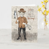 Functie Hipster Kat Vissen Grappig Pensioen Kaart (Gele Bloem)