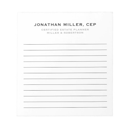 Functiebedrijf met professionele voornaam notitieblok (Voorkant)