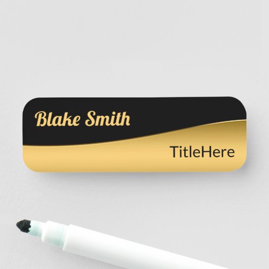 Functietitel zwart en goud script naamplaatje (In situ)