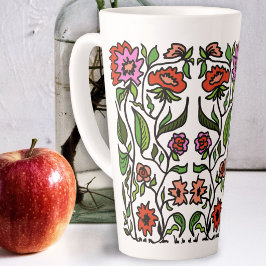 Functieve tuinbloemen geïllustreerd latte mok