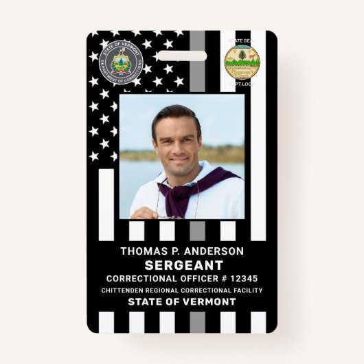 Functionaris Foto Logo Gevangenis Gevangenisnummer Badge (Voorkant)