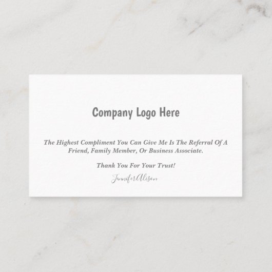 Functionaris van de lening / Visitekaartje van de (Achterkant)